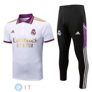 POLO Maglia Set Completo Real Madrid 2022/2023 Bianco Purpureo