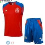 Senza Maniche Set Completo Maglia Spagna 2024 Rosso Blu Senza Maniche Set Completo Maglia Spagna 2024 Rosso Blu