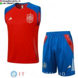 Senza Maniche Set Completo Maglia Spagna 2024 Rosso Blu