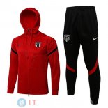 Felpa Cappuccio Set Completo Atletico Madrid 21-22 Rosso Nero