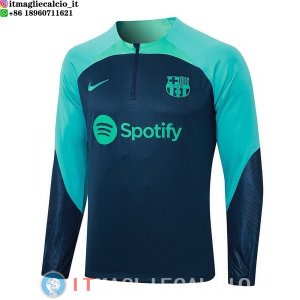 Felpa Da Allenamento Barcellona 23-24 Blu Navy I Verde