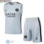 Senza Maniche Set Completo Maglia Paris Saint Germain 2023/2024 Grigio Luce