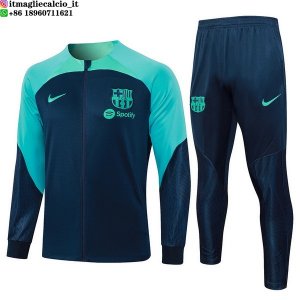 Giacca Set Completo Lunga Zip Bambino Set Completo Barcellona 23-24 Blu Navy Verde