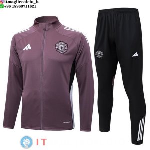 Giacca Set Completo Lunga Zip Manchester united 25-26 Purpureo Nero