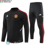 Felpa Da Allenamento Set Completo Manchester United 22-23 Nero Rosso