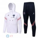 Giacca Felpa Cappuccio Set Completo Paris Saint Germain 21-22 Bianco Nero Rosso