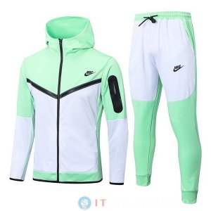 Giacca Felpa Cappuccio Set Completo Nike 22-23 Verde Bianco