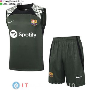 Senza Maniche Set Completo Maglia Barcellona 2023/2024 Verde