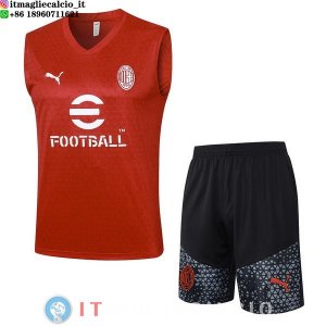 Senza Maniche Set Completo Maglia AC Milan 2023/2024 Rosso Nero Grigio