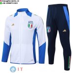 Giacca Set Completo Lunga Zip Italia 2024 Bianco Blu Navy
