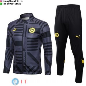 Giacca Set Completo Lunga Zip Borussia Dortmund 22-23 Grigio I Nero