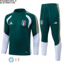 Tuta da Allenamento Italia Mezza Cerniera 2026 Verde Bianco
