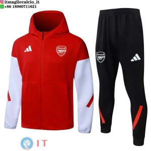 Giacca Felpa Cappuccio Set Completo Arsenal 26-27 Rosso Bianco Nero