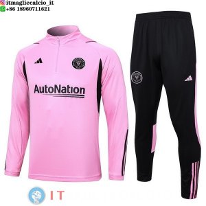 Giacca Lunga Zip Bambino Set Completo Inter Miami 23-24 Rosa Nero