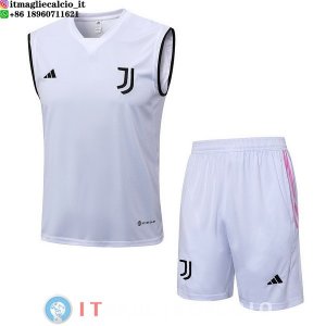 Senza Maniche Set Completo Maglia Juventus 2023/2024 Bianco Nero