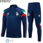 Felpa Da Allenamento Set Completo Italia 2024 Blu I Navy