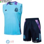 Senza Maniche Set Completo Maglia Argentina 2024 Blu Nero Purpureo