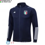 Giacca Lunga Zip Italia 2023 Blu Navy Bianco