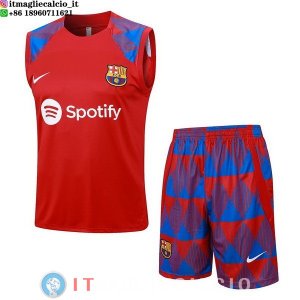 Senza Maniche Set Completo Maglia Barcellona 2023/2024 Rosso Blu