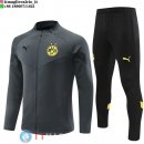 Giacca Set Completo Lunga Zip Borussia Dortmund 22-23 Grigio I Nero