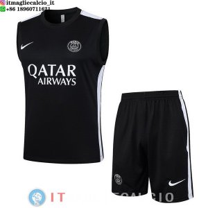 Senza Maniche Set Completo Maglia Paris Saint Germain 2023/2024 Nero Bianco