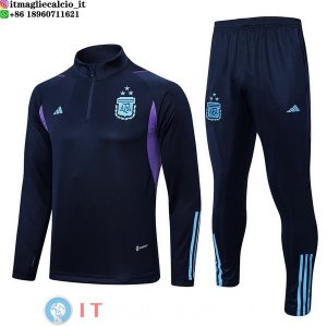 Felpa Da Allenamento Set Completo Argentina 2023 Blu Navy