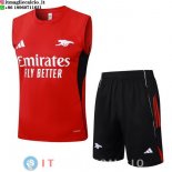 Senza Maniche Set Completo Maglia Arsenal 2025/2026 Rosso Nero Senza Maniche Set Completo Maglia Arsenal 2025/2026 Rosso Nero