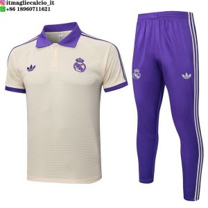 POLO Maglia Set Completo Real Madrid 2025/2026 Giallo Purpureo