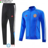 Giacca Lunga Zip Set Completo Manchester United 25-26 Nero Blu Giacca Lunga Zip Set Completo Manchester United 25-26 Nero Blu