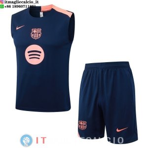 Senza Maniche Set Completo Maglia Barcellona 2025/2026 Blu Navy Rosa