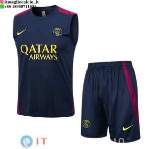 Senza Maniche Set Completo Maglia Paris Saint Germain 2023/2024 Blu Navy