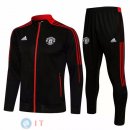 Giacca Set Completo Manchester United 21-22 II Nero Rosso