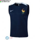 Senza Maniche Maglia Francia 2024 Blu Navy