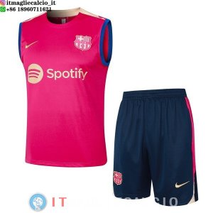 Senza Maniche Set Completo Maglia Barcellona 2023/2024 Rosa Blu
