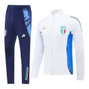 Giacca Set Completo Lunga Zip Italia 2024 Bianco I Blu