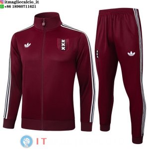 Giacca Full Zip e Pantaloni Allenamento Ajax 2025/2026 Rosso Bianco