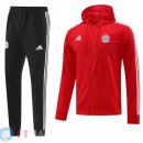 Giacca Felpa Cappuccio Set Completo Bayern Monaco 22-23 Nero Rosso