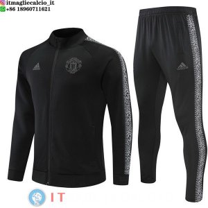 Giacca Set Completo Lunga Zip Manchester United 23-24 III Nero