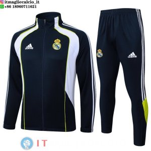 Giacca Lunga Zip Set Completo Real Madrid 25-26 Blu Navy I Bianco