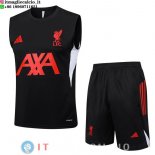 Senza Maniche Set Completo Maglia Liverpool 2025/2026 Nero Rosso
