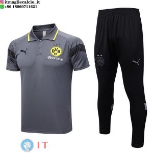 POLO Maglia Set Completo Borussia Dortmund 2023/2024 Grigio Nero