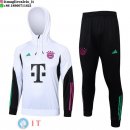 Giacca Felpa Cappuccio Set Completo Bambino Bayern Monaco 23-24 Bianco Nero