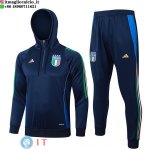 Felpa Cappuccio Set Completo Italia 2024 Blu Navy