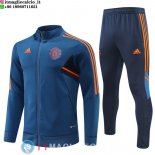 Giacca Set Completo Lunga Zip Manchester United 23-24 Blu