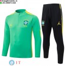 Tuta da Allenamento Bambino Brasile Mezza Cerniera 2026 Verde Luce Nero