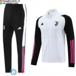 Giacca Set Completo Lunga Zip Juventus 2023/2024 Nero Bianco Rosa