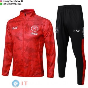 Giacca Set Completo Lunga Zip Bambino Napoli 24-25 Rosso Nero