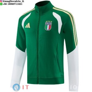 Giacca Lunga Zip Italia 2026 Verde I Bianco
