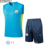 Senza Maniche Set Completo Maglia Manchester city 2024/2025 Blu Verde Grigio