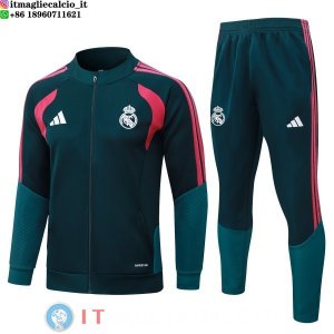 Giacca Full Zip e Pantaloni Allenamento Real Madrid 26-27 Verde Navy Rosaco
